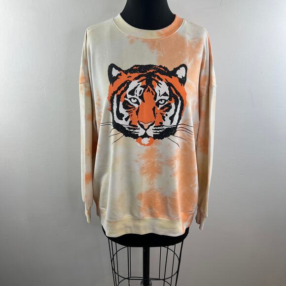 WILDFOX La Tigre Roadtrip Sweatshirt Tie Dye Tiger Top Crewneck Grunge Size S - Picture 2 of 10